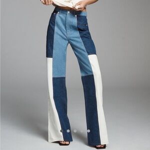 Women’s Farm Rio Patchwork Denim High Rise Wide Leg Jeans